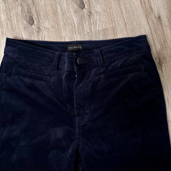 Talbots Navy Corduroy Pants 14 – Classic Mid-Rise Flare Leg Soft Cotton Blend - Picture 2 of 10